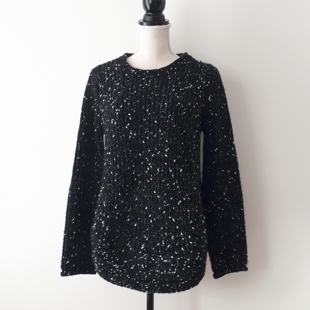 Mystree Black and White Speckled Sweater